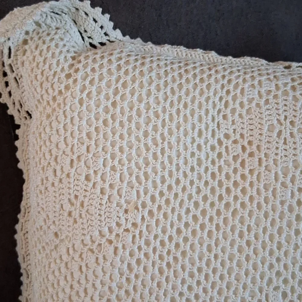 Cream Color Crocheted Lace Pillow & 1 Lace‎ Pillow Cover